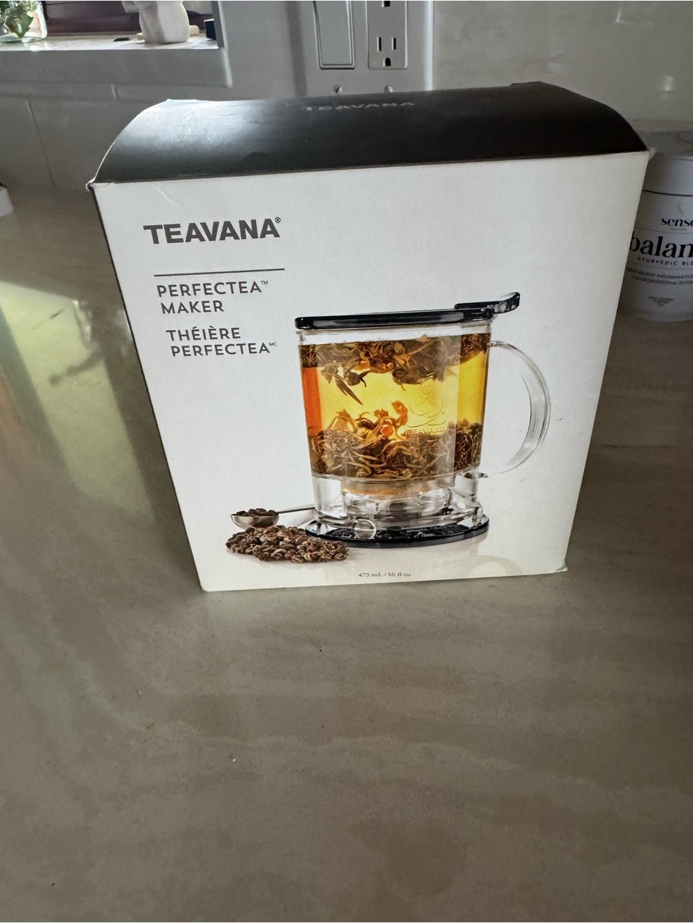 Teavana Perfectea Maker Glass Tea Infuser - Clear with Black Accents NWT